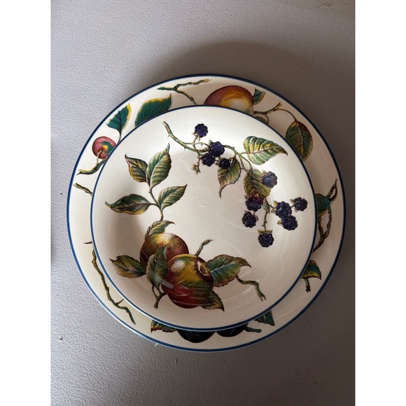 Pier 1 Other - Pier 1 Macintosh Earthenware Dinner Plate and Pasta Bowl Set Fruit Made England